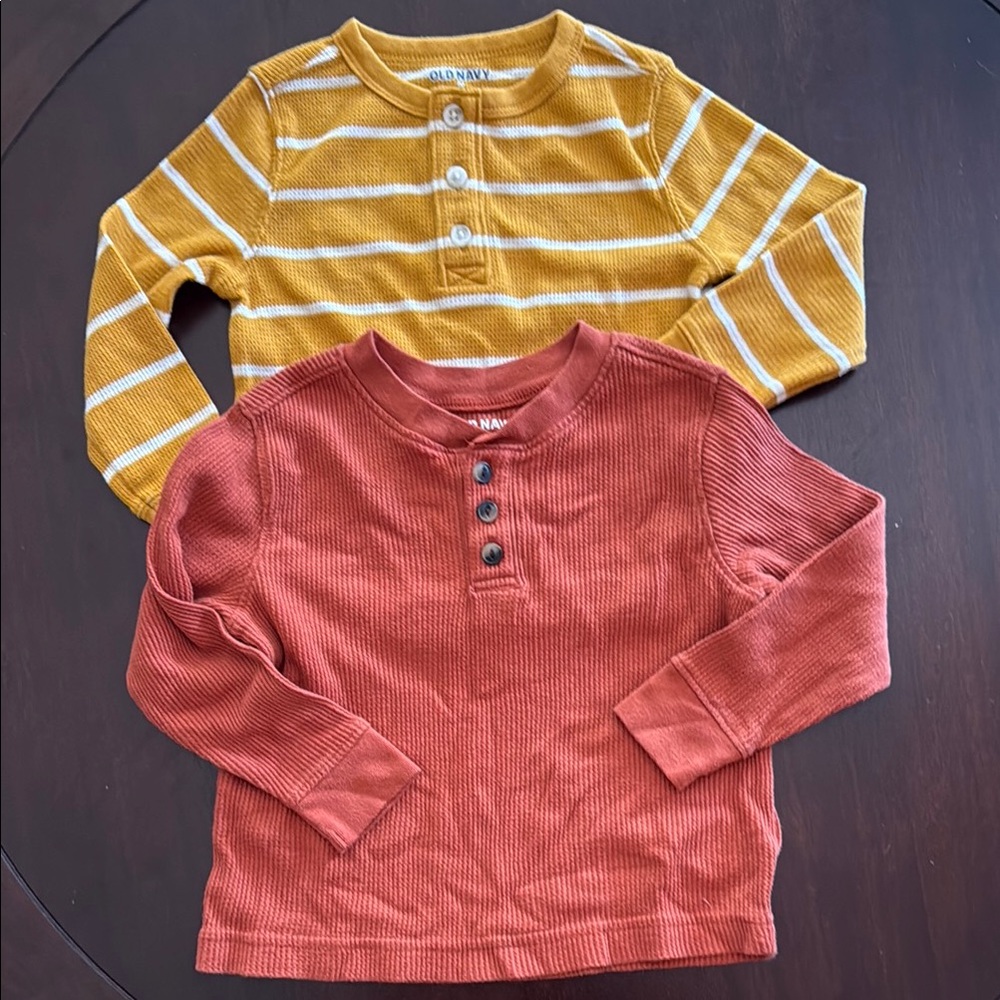 Old Navy Kids Mustard Stripe and Rust waffle Tees